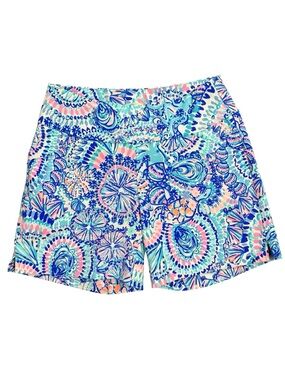 Lilly Pulitzer Luxletic Nakia Shorts 5" Commotion In The Ocean Blue Pink Size 0